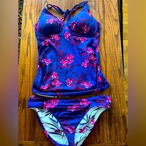Tommy Bahama Blue and Pink Floral Swimsuit